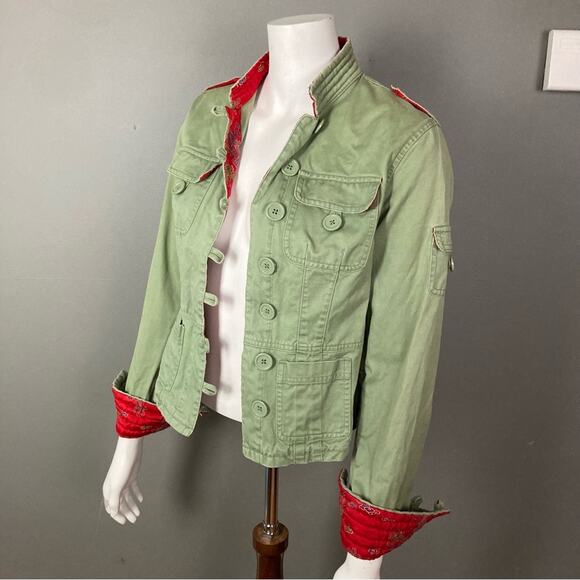 Abercrombie & Fitch Jackets & Blazers - Abercrombie & Fitch jacket medium military Y2K green Asian brocade Bella Swan